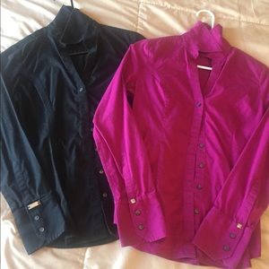 Two button down Express career shirts